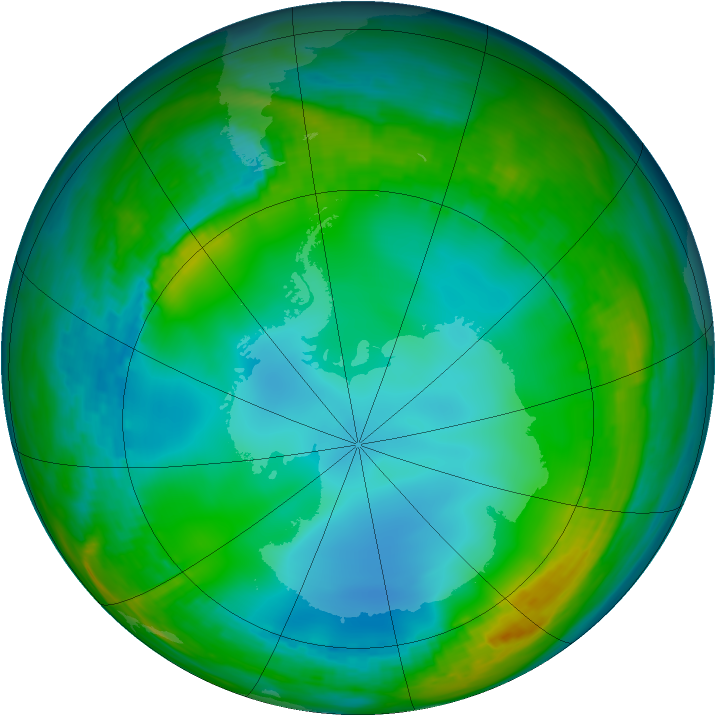 Antarctic ozone map for 18 June 1983
